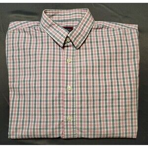 UNTUCKit Pink Blue & White Check Wrinkle-Free Shirt Men's Medium M 100% Cotton